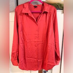 Torrid Silky Button-Down Blouse – Festive Pink